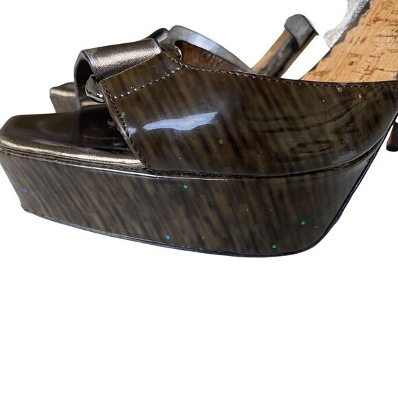 Oscar de La Renta Leather Stiletto Platform Heels EU38 US7.5 Glam Cocktail Party - Picture 10 of 13